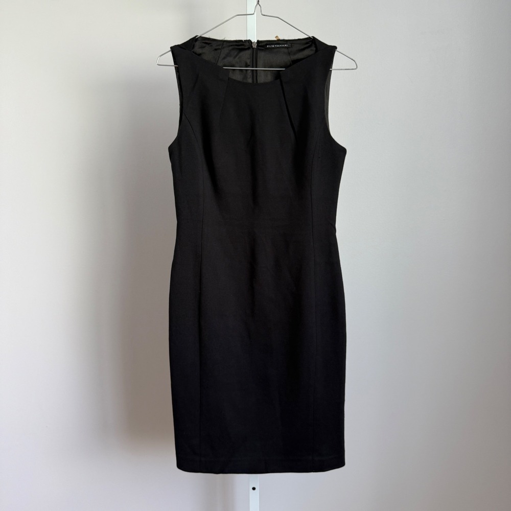 Elie Tahari‎ Black Sleeveless Sheath Dress Work Career Cocktail Party size M